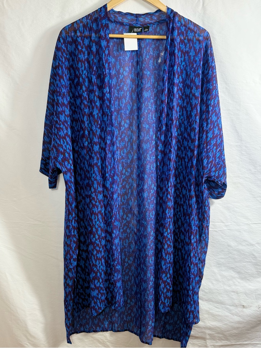 a.n.a Blue Patterned Open Front Kimono Cardigan